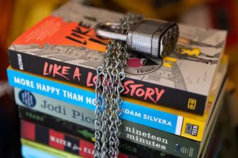 Books chained and locked